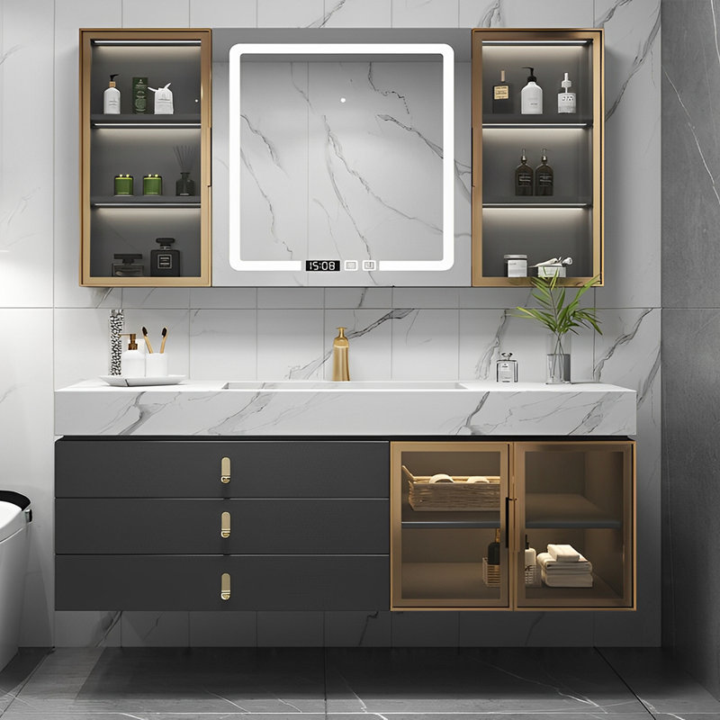 Armoire murale moderne et simple., H 19,69 po x l 55,12 po x P 21,65 po, Noir