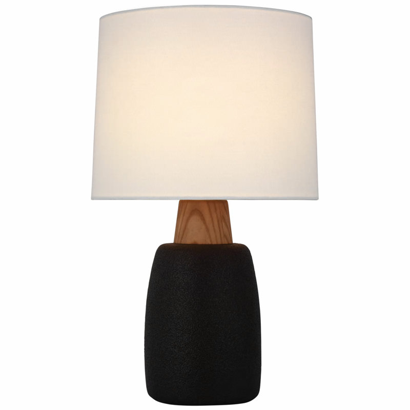 Barbara Barry Aida Table Lamp, Porous Black/Natural Oak, 21.25" H x 10" W x 10" D