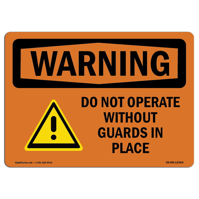 Osha Warning Sign, 12" H x 18" W x 0.1" D