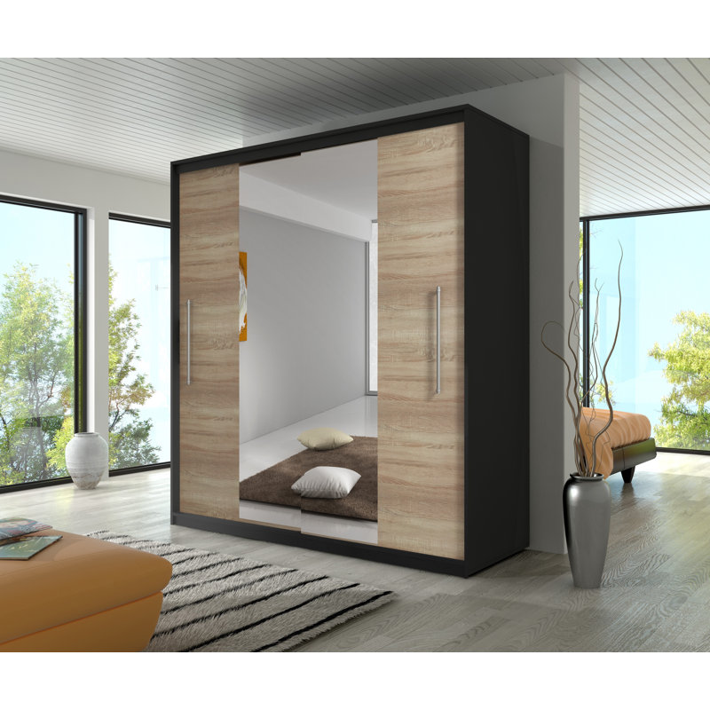 Heptinstall 2 Door Wardrobe, Black/Sonoma