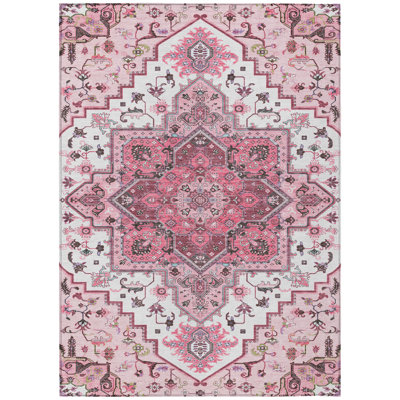 Bellaya Pink Washable Indoor-Outdoor Rug - 