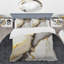 Ensemble d'édredon moderne 4 pièces - Géode abstraite marbre blanc et doré II avec taies décoratives et coussins décoratifs-131382731