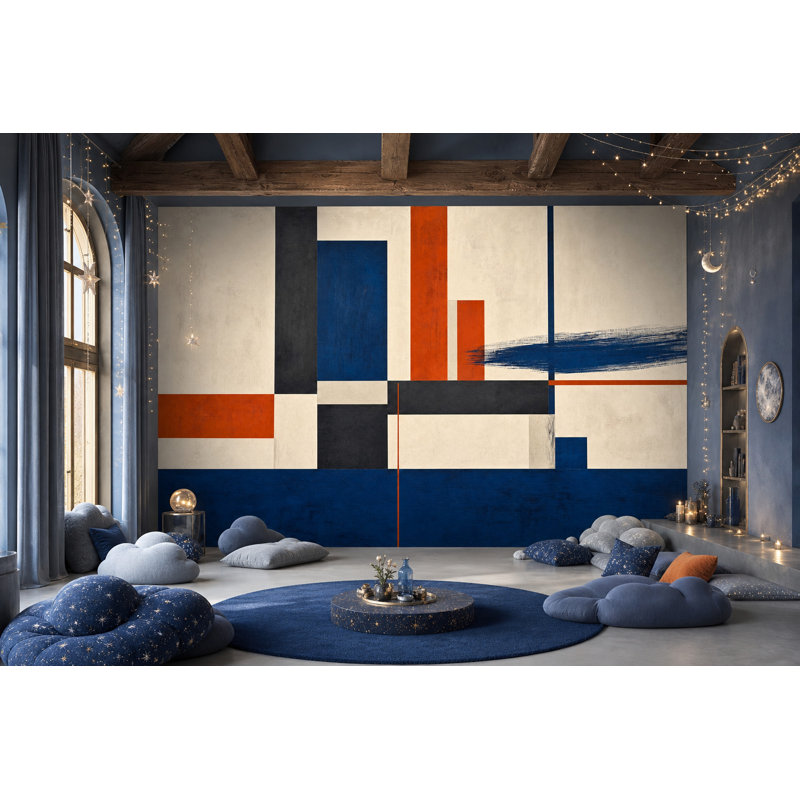 Décoration murale moderne Mid Mid Century, 160 po x 108 po, Non tissé