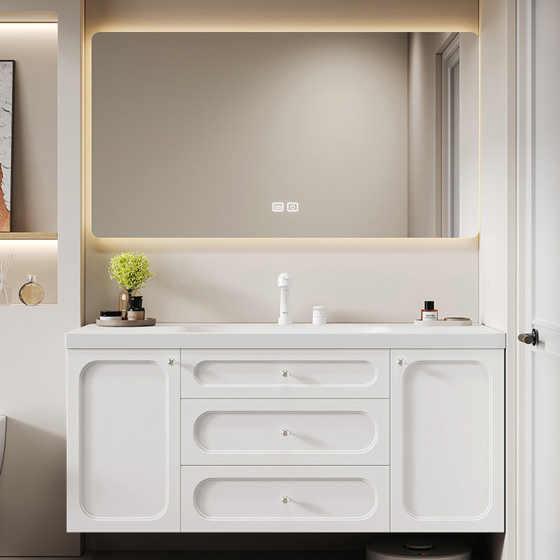 Nordic style simple bathroom cabinet, 19.7" H x 51.2" W x 21.7" D, White