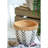 Set Of 2 White And Brown Cement Planters With V Pattern, L:D10x8"  S:D8x6.5"