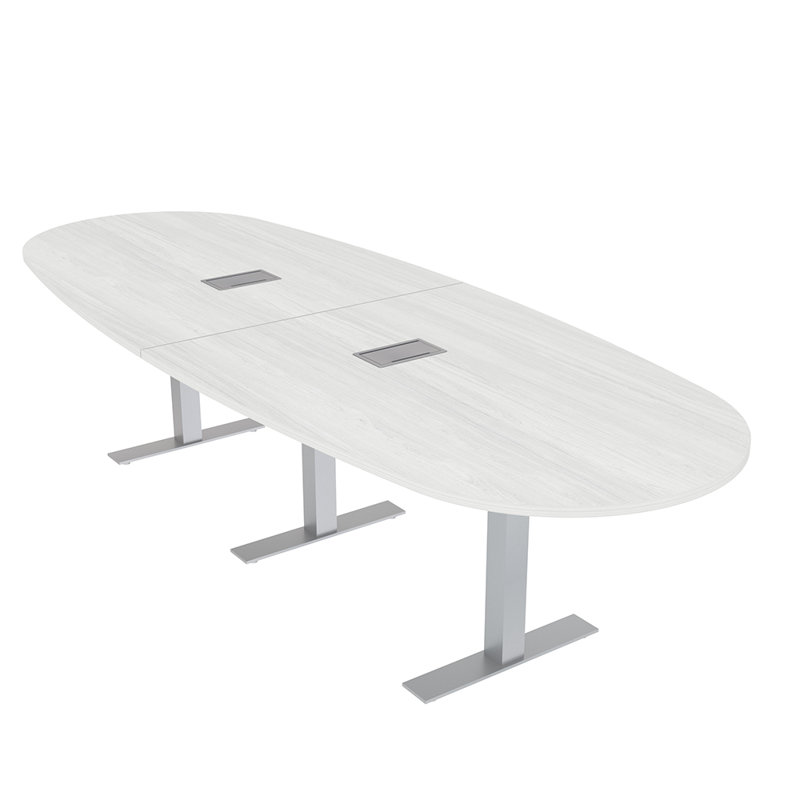 Table de conférence ovale pour bateau avec puissance et données, Cyprès blanc, L 144 po x l 48 po