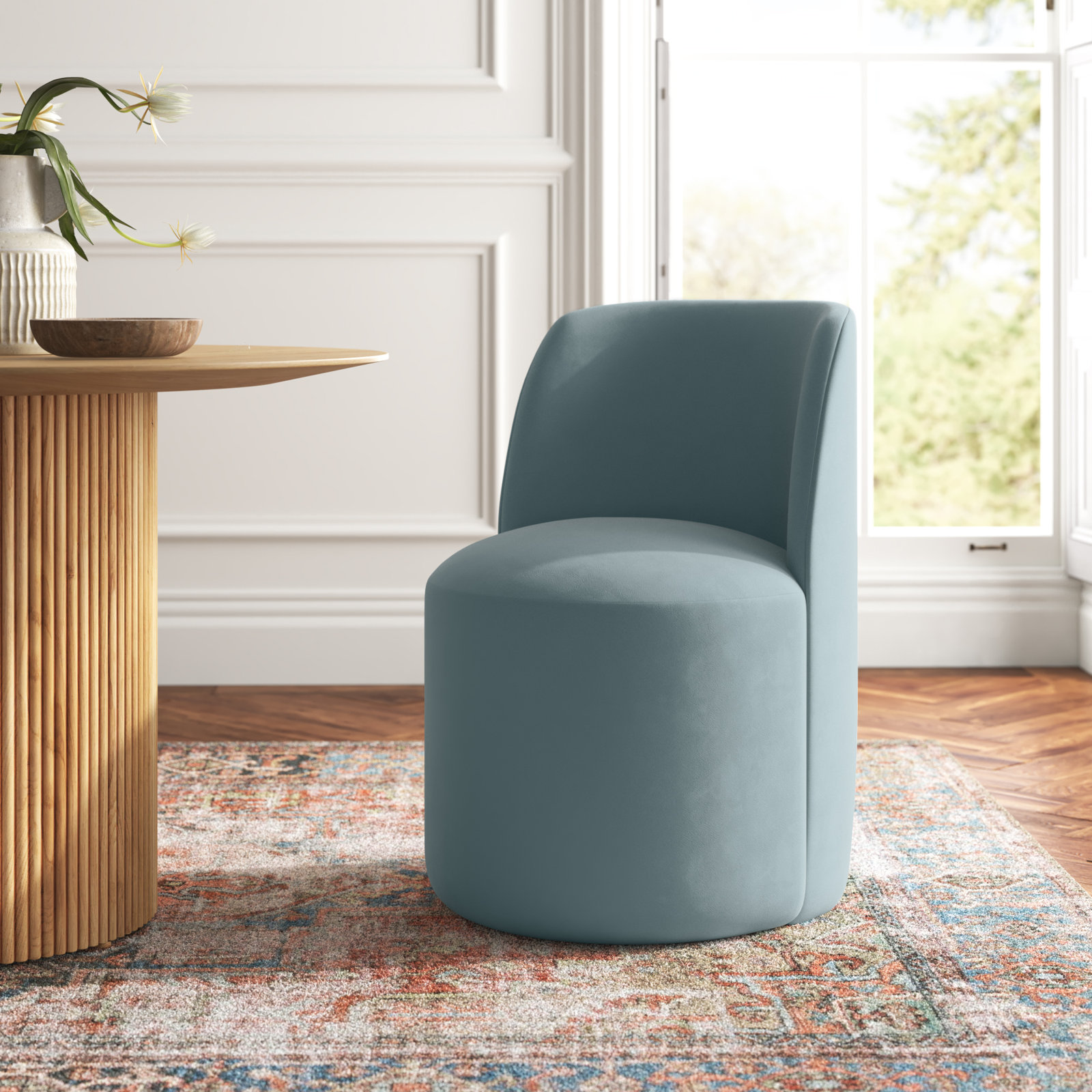 Begonia Side Chair, Classic Ocean Velvet