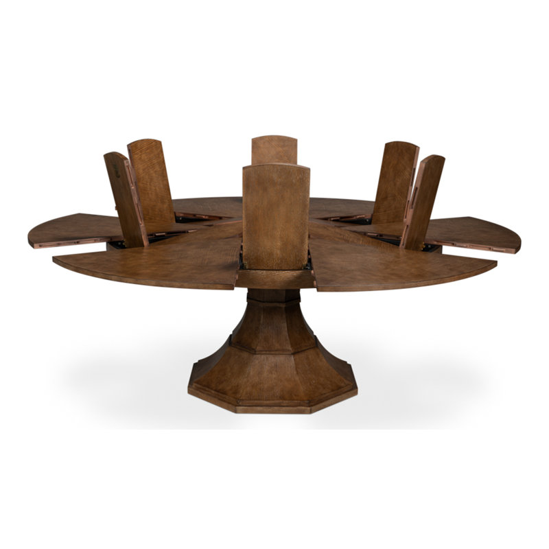 Giselle Round Solid Oak Dining Table, 30"H x 55"L x 55"W