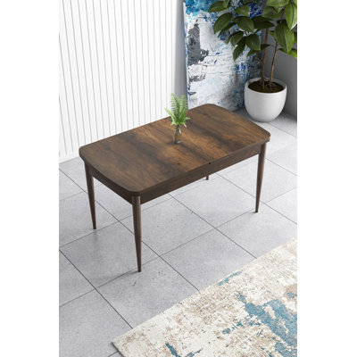 Table de salle à manger élégante, baroque et brune, 44,9 po x 30,7 po x 27,6 po | 100% panneau de fibres à densité moyenne avec pieds robustes en métal | Parfait pour les salles à manger traditionnelles, design élégant et durable pour les réunions de famille