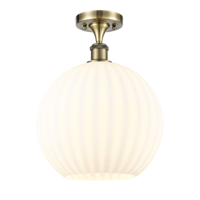 Plafonnier semi-encastré 1 lumière Ballston - Adriao, H 14,75 po x l 12 po x P 12 po, Laiton antique