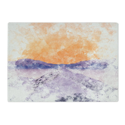 Tempered Glass Peach Sky over the Mountain Chopping Board