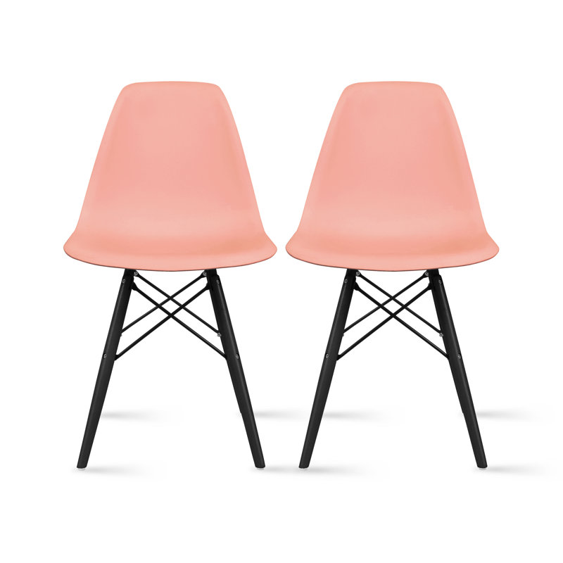 Mid Country Modern Molded Shell Designer Assemble Plastic Chair Side No Arms Wheels Armless Wooden Eiffel for Dining Room Bedroom Kitchen