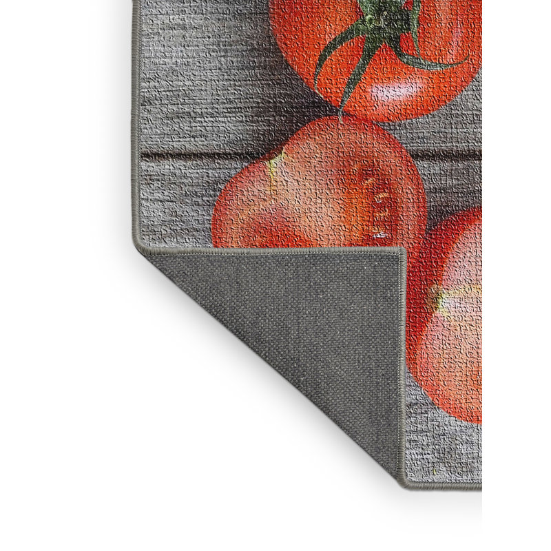 Tapis gris Tomates sur planches de bois, Rectangle 2 pi x 3 pi