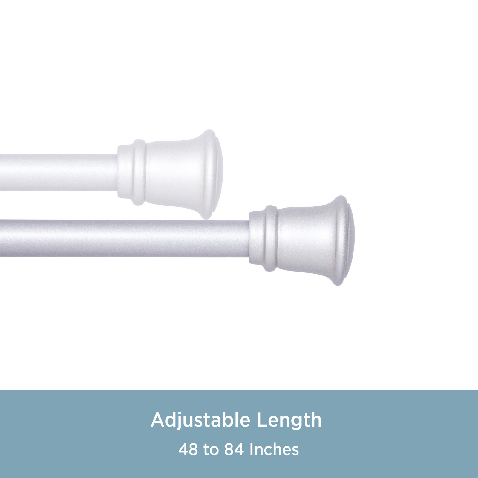 Lowri Trumpet Curtain Rod and Holdback Set, 48" - 84", Satin Nickel