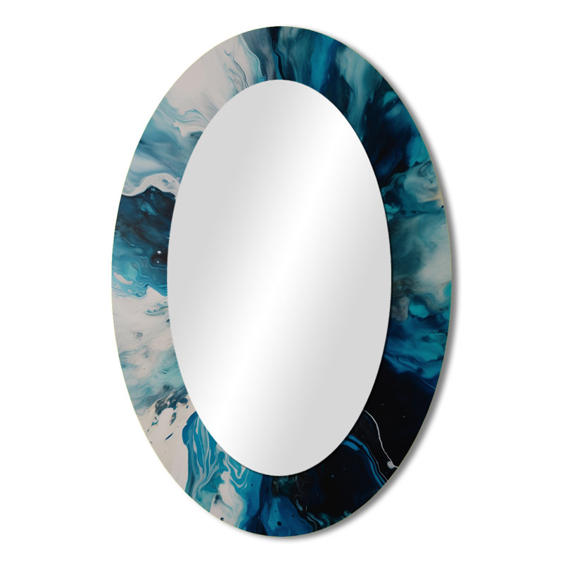Miroir mural ovale bleu sarcelle et noir Aims Whimsy II, 36 po x 24 po