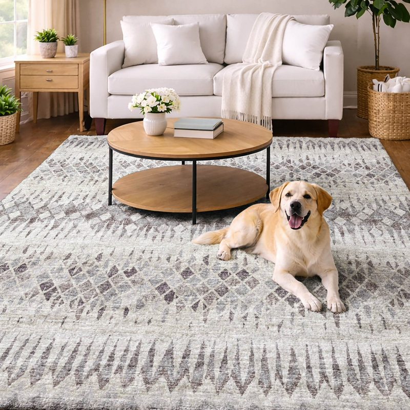 Premium Machine Washable Dream Shag Chevron Rug, 8' x 10', Beige