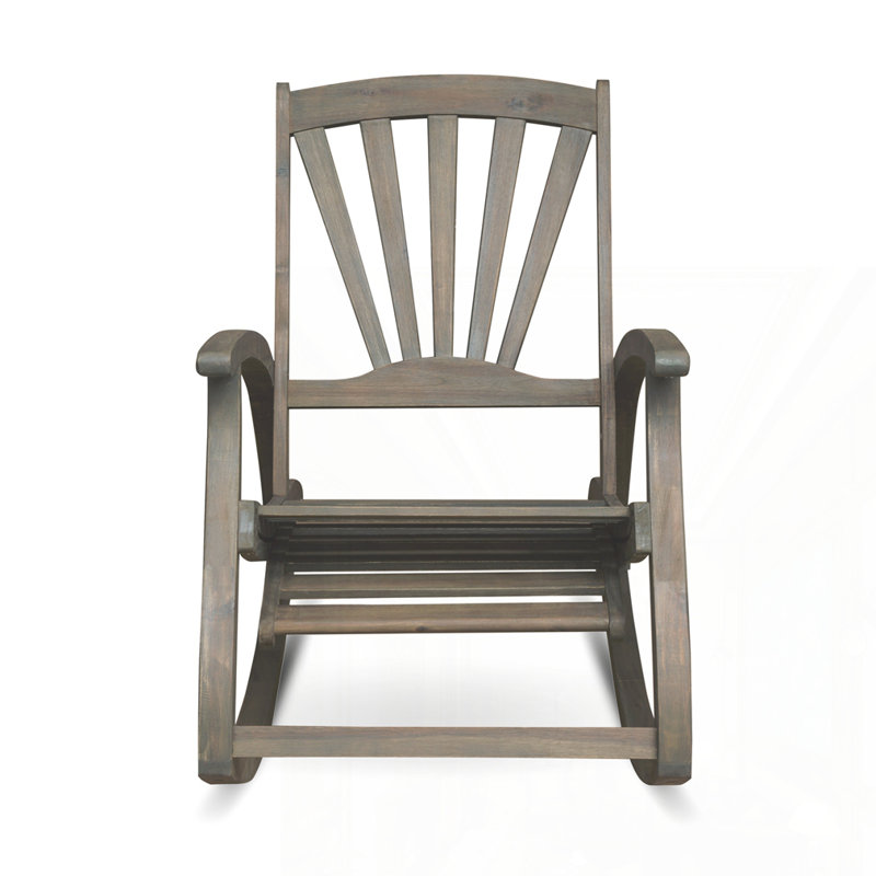 Chaise berçante d'extérieur en bois d'acacia, Gris