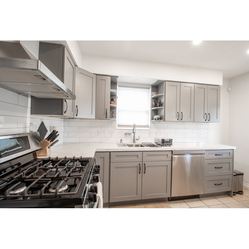 Ready-to-Assemble Kitchen Sink Base Cabinet 30"/33"/36"Wx24"D x 34.5"H, 30", Light Gray