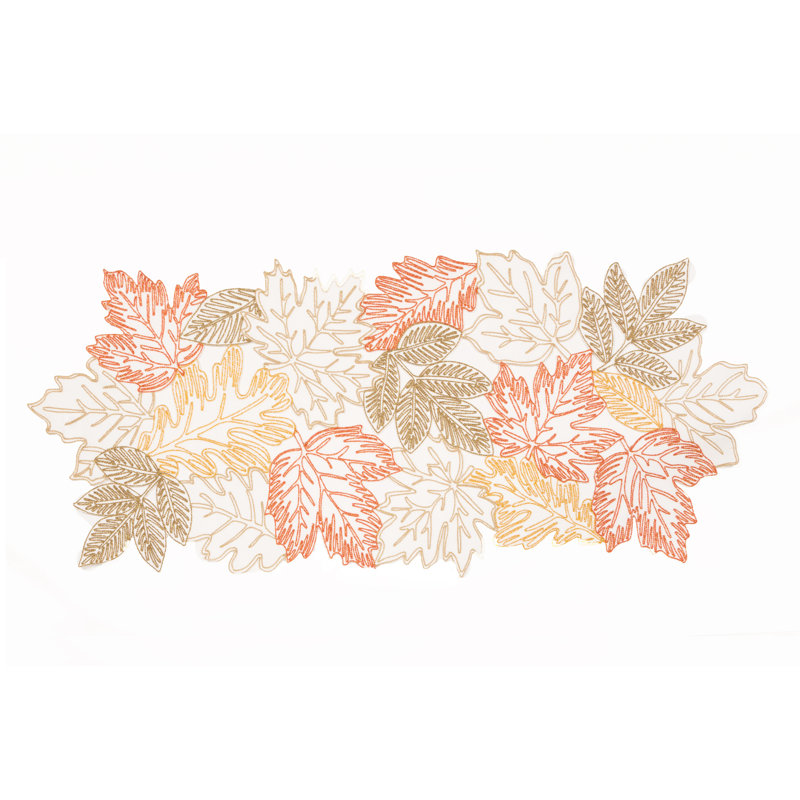 Erasmus Floral Oval Thanksgiving Table Runner, White, 90" L x 15" W