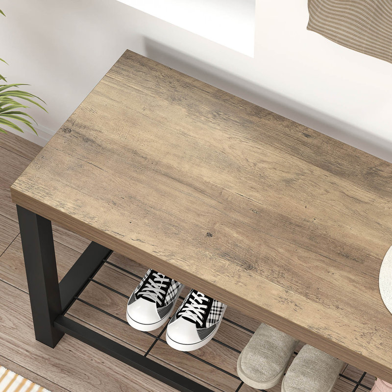 Banc de rangement 47,2 po Hulsté, chêne, H 17,9 po x l 47,2 po x P 14 po, Chêne / noir