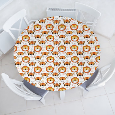 East Urban Home Cartoon Fitted Round TablecloMulticolor 83376