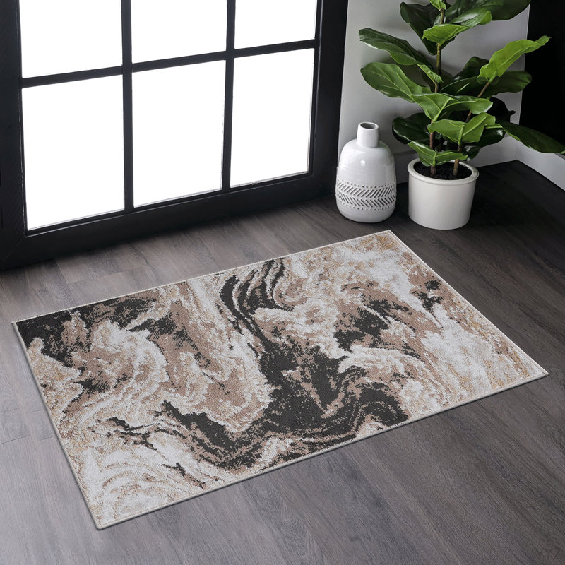 LOOM & LUXE Collection 2X3 L.Brown /Abstract Non-Shedding Living Room Bedroom Dining Home Office Stylish And Stain Resistant Area Rug