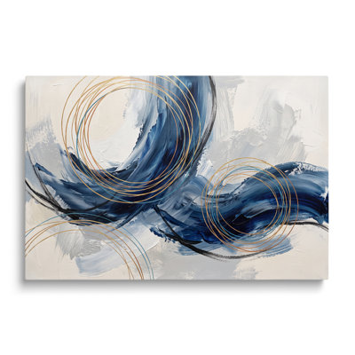 Blue Multicolor Canvas Abstract Oil Painting, Modern Contemporary Wall Art for Living Room Bedroom and Home Office