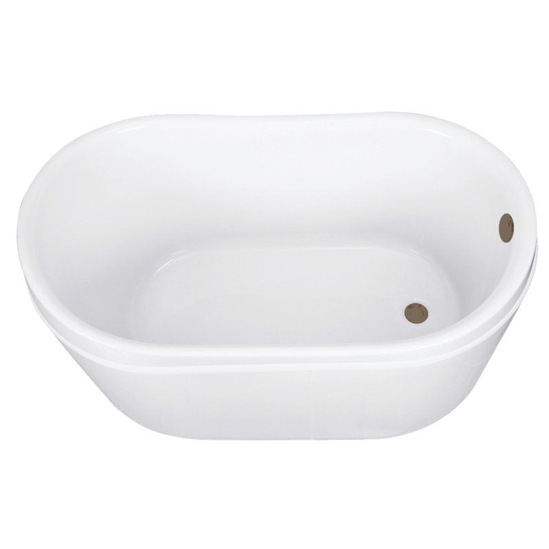 Kingston Brass Aqua Eden 52-Inch Acrylic Oval Double Slipper Freestanding Tub with Overflow/Drain Assembly, Antique Brass