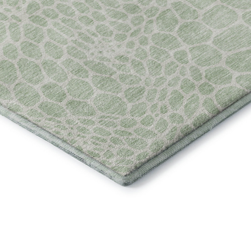 Premium Machine Washable Prisco Mint Rug, Rectangle 9' x 12'