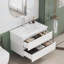 Meuble-lavabo de 31,5 po avec lavabo, tiroirs à fermeture en douceur, conception sans poignée et finition blanche brillante pour les espaces modernes