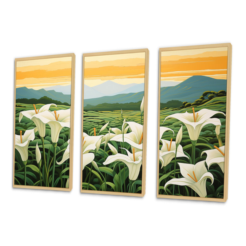 Ensemble de décorations murales Lilies Charm In Mountain Scenery I - Lilies, H 40 po x l 60 po x P 1 po
