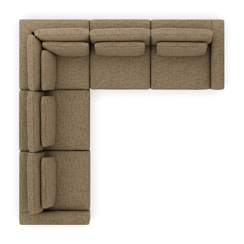 Aileen Upholstered L-Shaped Corner Sectional with Ottoman, 31.5" H x 132" W x 132" D, Symmetrical