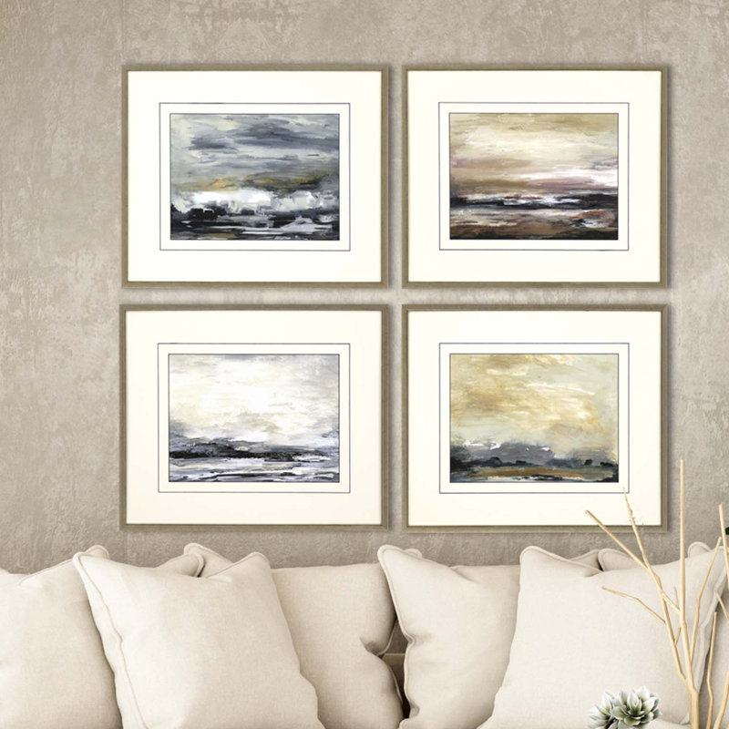 Nouvelle perspective - ensemble de 4 reproductions d'art sur papier encadré