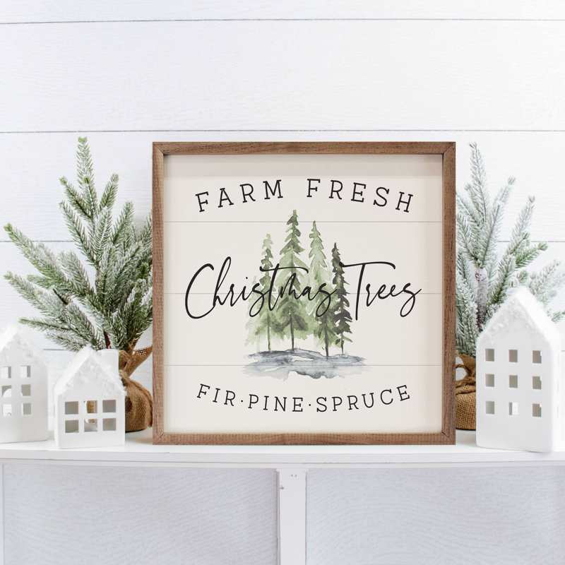 Farm Fresh Christmas Trees - blanc, H 16 po x l 16 po