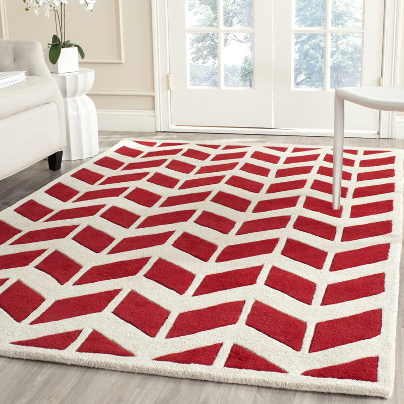 Chevron Wool Hand Woven Area Rug, Rectangle 183 x 274 cm