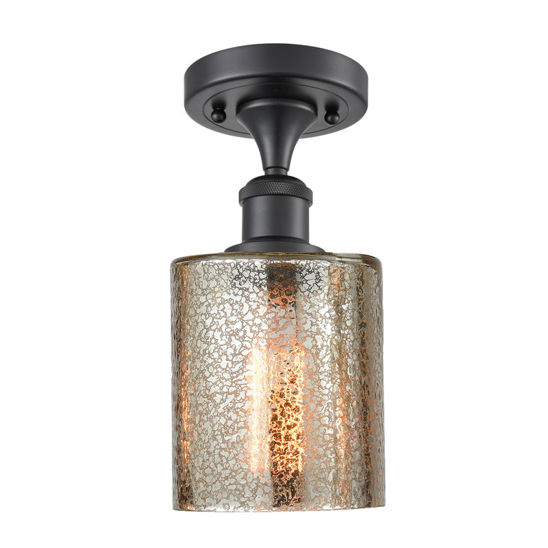 Leilani Glass Semi Flush Mount, Matte Black, Mercury, No Bulb Included