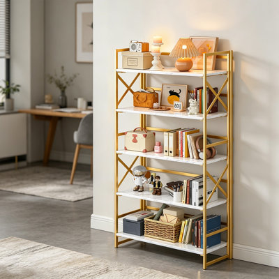 Très grande bibliothèque à 5 niveaux, bibliothèque industrielle pliable ouverte, sans assemblage
