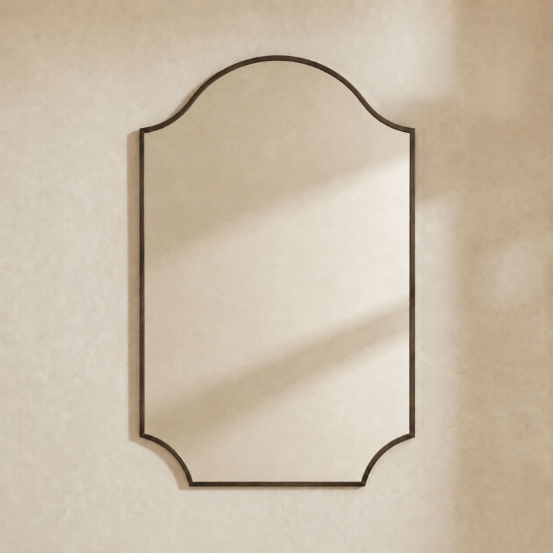 Airius Decorative Scalloped Bathroom Vanity Mirrors, Arched Wall Mirror, Oil Rubbed Bronze, 32" x 24"