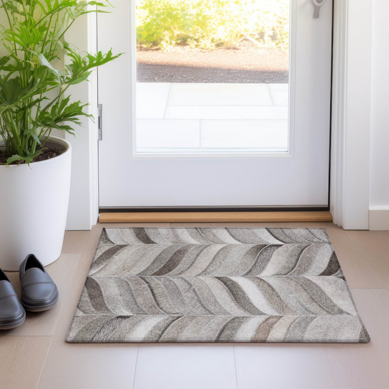 Premium Machine Washable Lewes AMF106 Gray Rug, Rectangle 1'8" x 2'6"