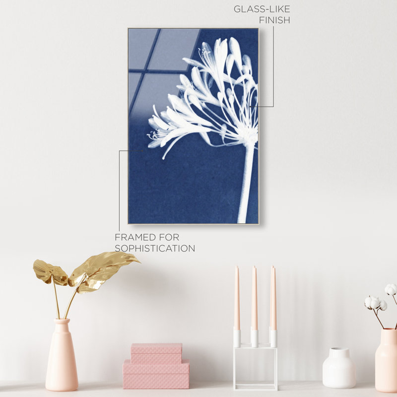Cyan Bloom Print by Oliver Gal, 17"H x 25"W, Silver Floater Frame