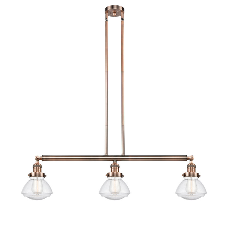 Luminaire suspendu linéaire à 3 lumières pour îlot de cuisine Chesterville, Grainé, Ampoule non incluse, Or satiné