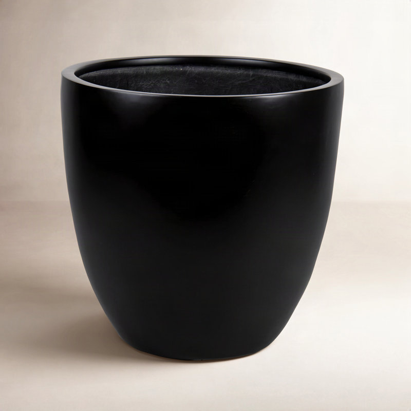 Handmade Pot Planter, Black, 15" H x 15" W x 15" D
