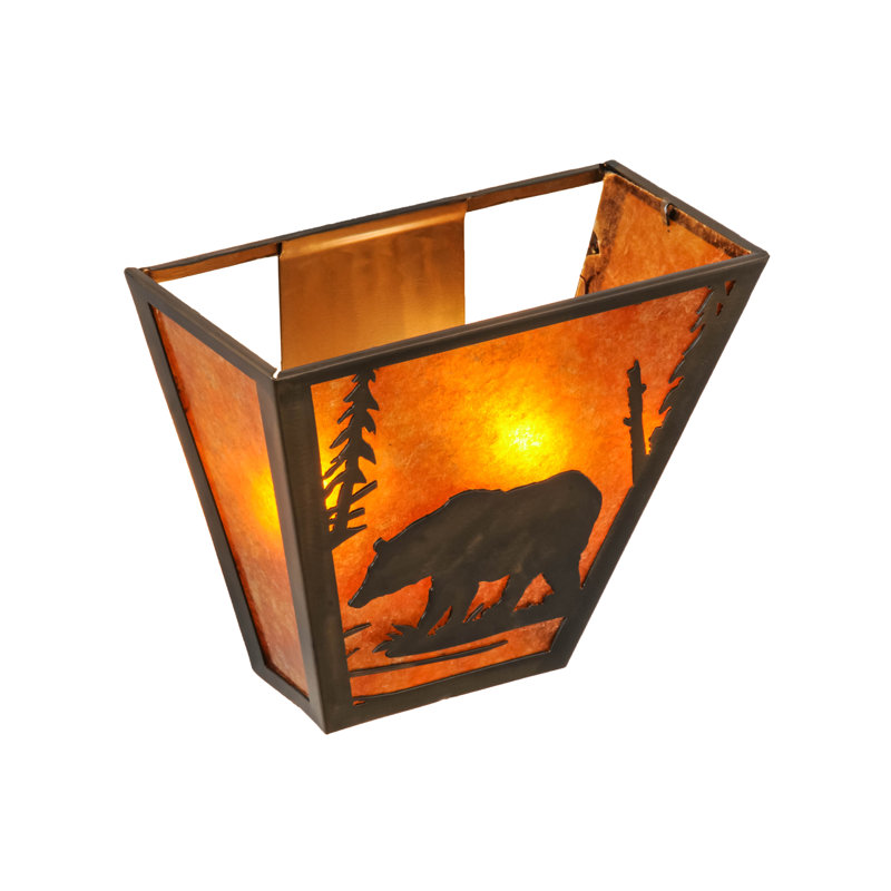 2 - Light Flush Mounted Sconce, Amber, Antique Copper