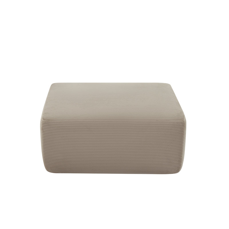Pouf compact moderne, en velours côtelé camel, repose-pieds portatifs pour la maison, Ne s'applique pas 1