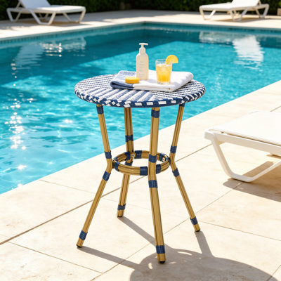 French Style Bistro Table, Small Outdoor Patio Side Table for Backyard Deck Balcony