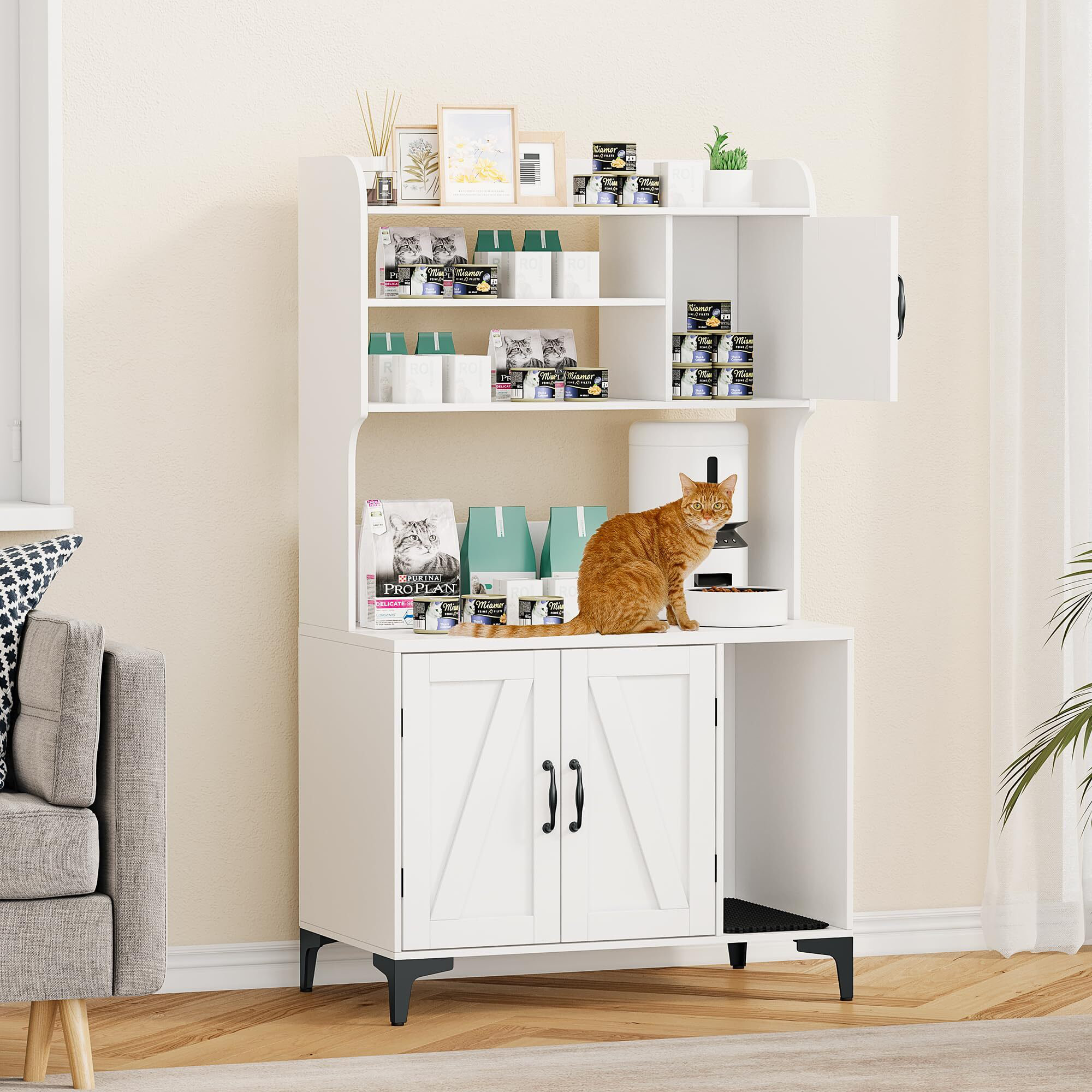 Tucker Murphy Pet™ Cat Litter Box Enclosure With Shelves | Wayfair