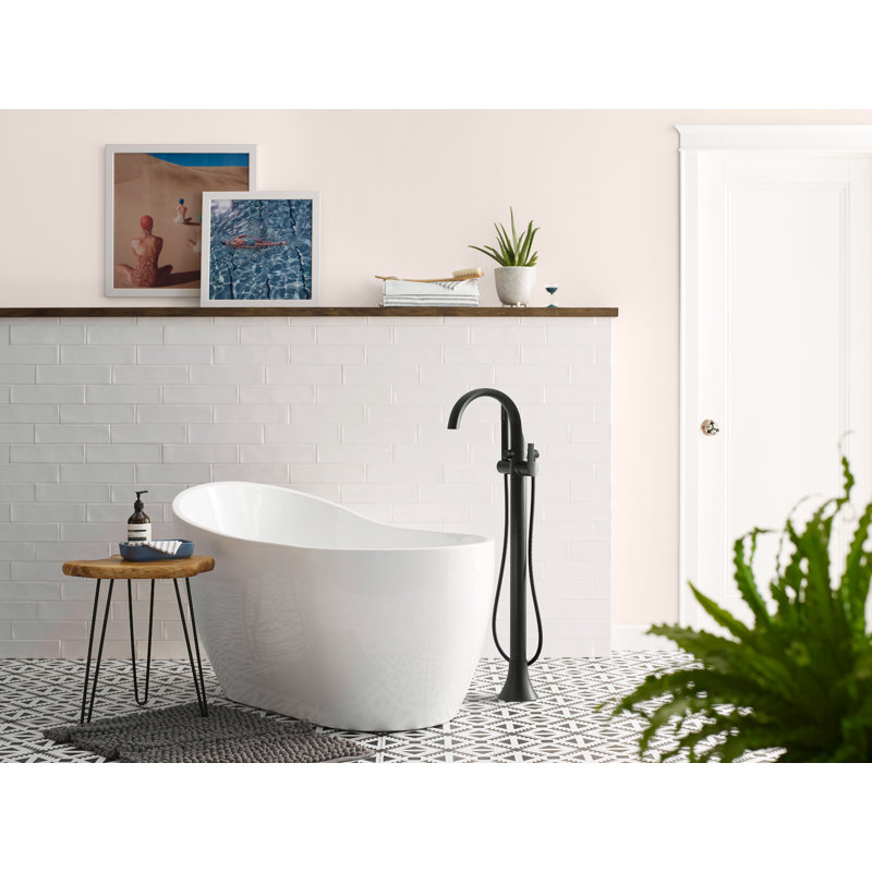 Moen Doux Single Handle Floor Mounted Freestanding Tub Filler with Handshower, Chrome