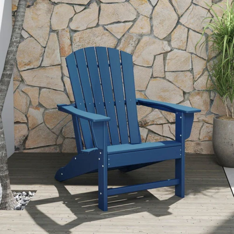 Chaise Adirondack en plastique Alvertia, Bleu