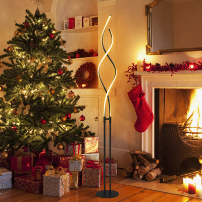 LED Dimmable Spiral Floor Lamp,  Corner Lamp with 360° Range Light, Standing Light with Foot Switch