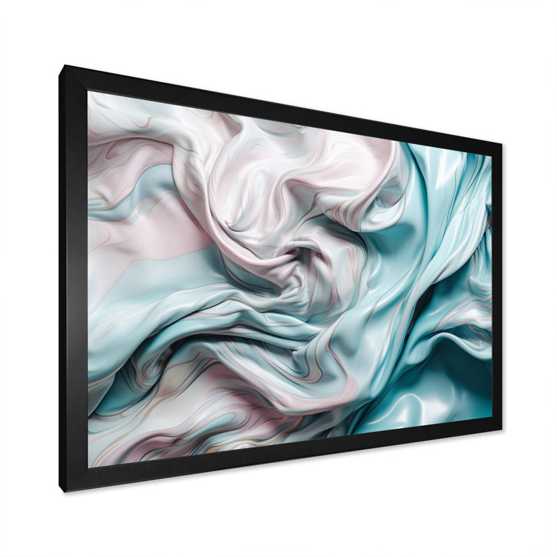 Rose bleu dansant - couleurs III - impression, Cadre d'angle fermé noir, H 34 po x l 44 po x P 1,5 po